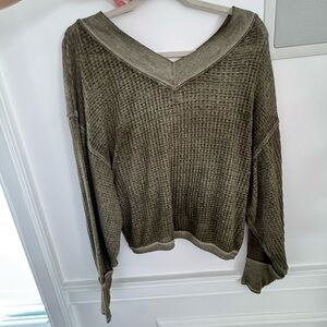 WE THE FREE V-Neck Waffle Sweater